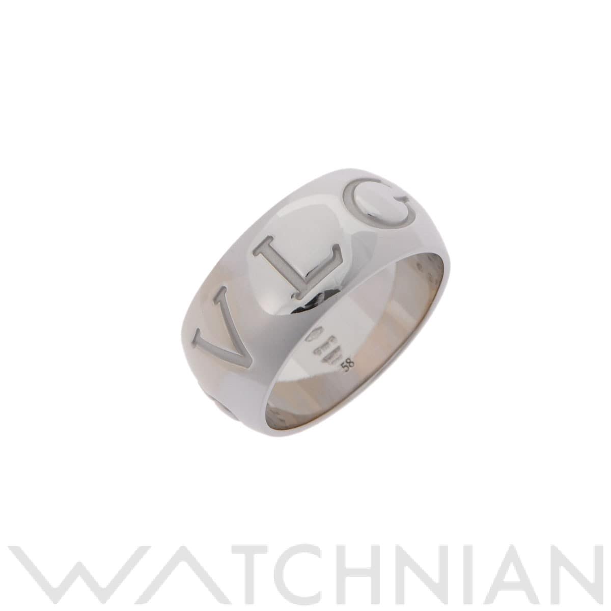 ブルガリ モノロゴリング #58 シルバー K18ホワイトゴールド WG レディース ジュエリー 【中古】【jewelry】