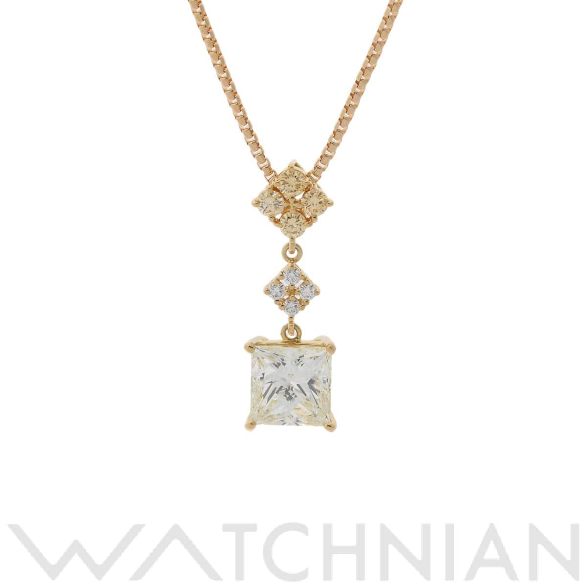 タサキ プリンセスカットダイヤ ネックレス ゴールド K18イエローゴールド YG レディース ジュエリー 【中古】【jewelry】