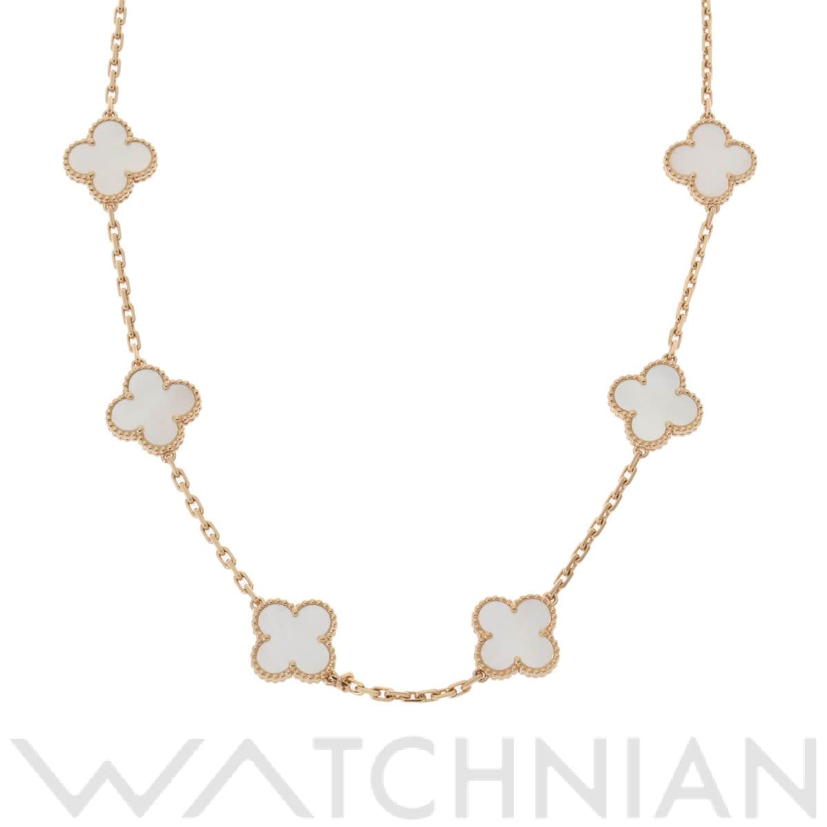 ヴァン クリーフ&アーペル ヴィンテージアルハンブラネックレス 10P白シェル ゴールド VCARA42800 K18イエローゴールド YG レディース ジュエリー 【中古】【jewelry】