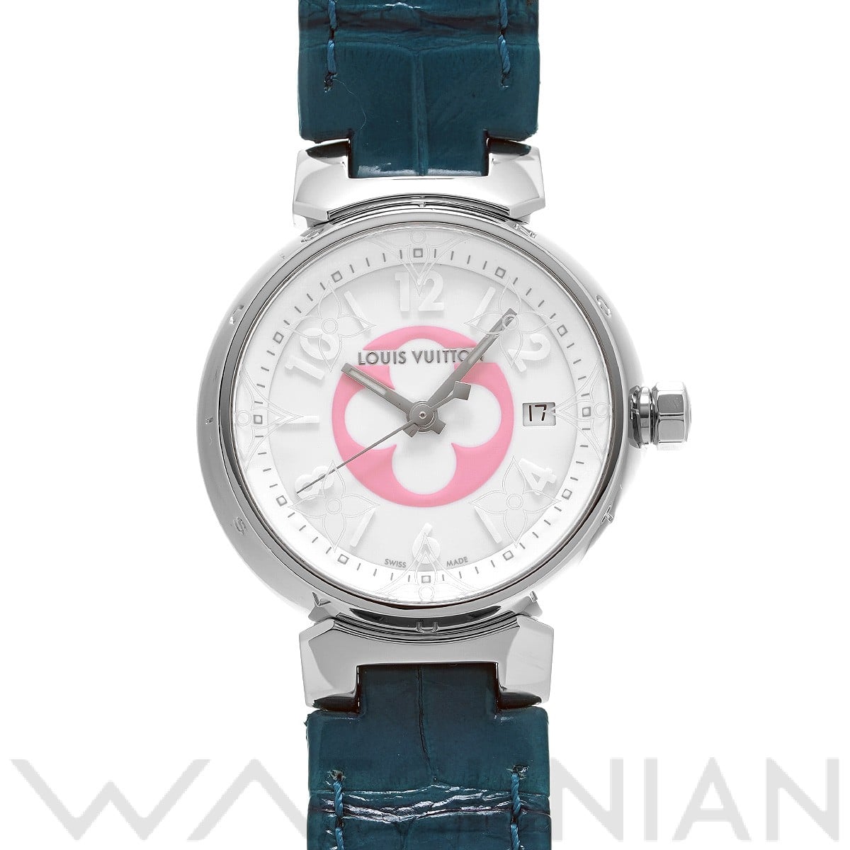 ルイ ヴィトン タンブール アズール 28mm QA007 ホワイト レディース 時計 【中古】【wristwatch】