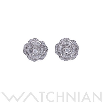 シャネル カメリア ピアス シルバー J11179 K18ホワイトゴールド WG レディース ジュエリー 【中古】【jewelry】