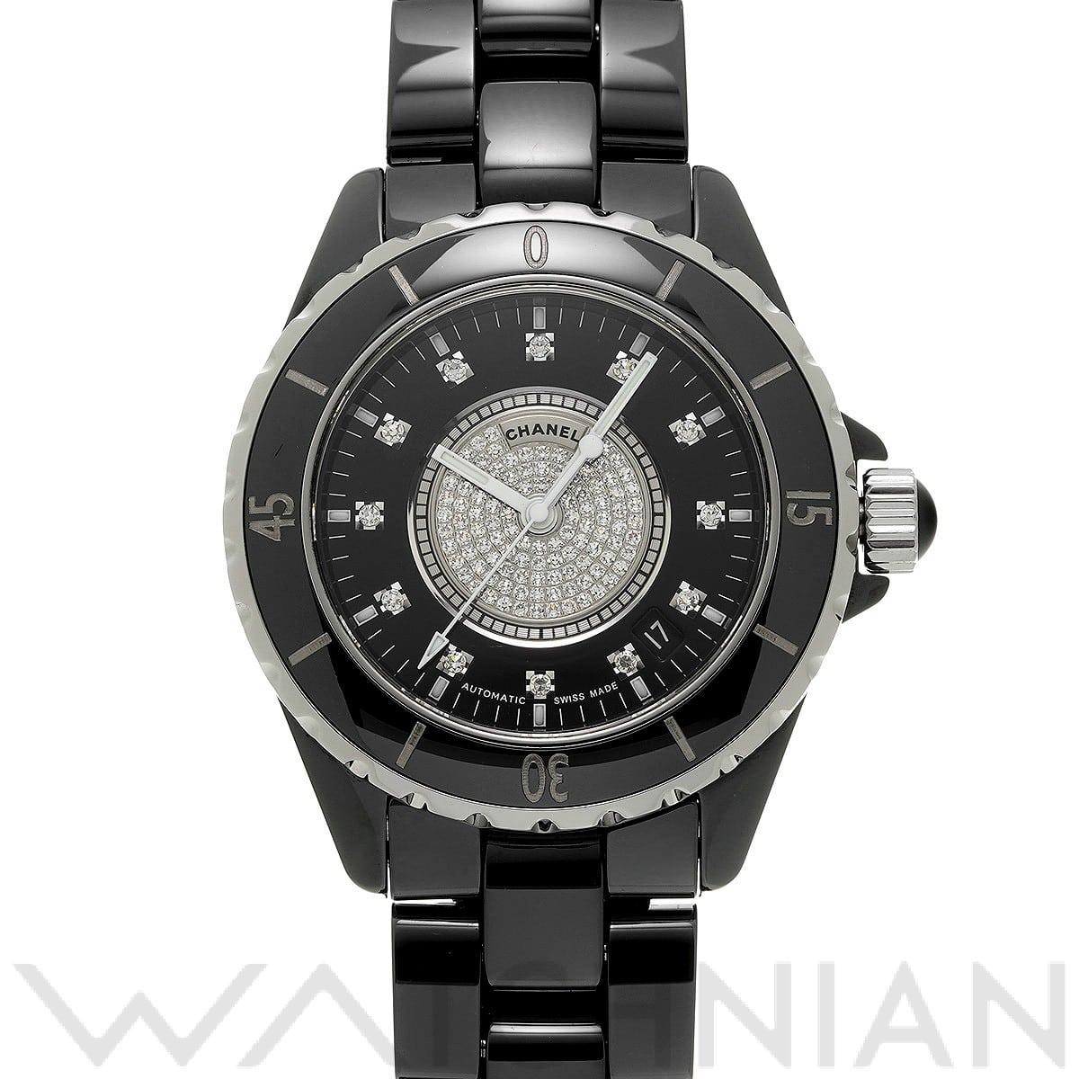 シャネル J12 38MM H1757 ブラック/ダイヤモンド メンズ 時計 【中古】【wristwatch】