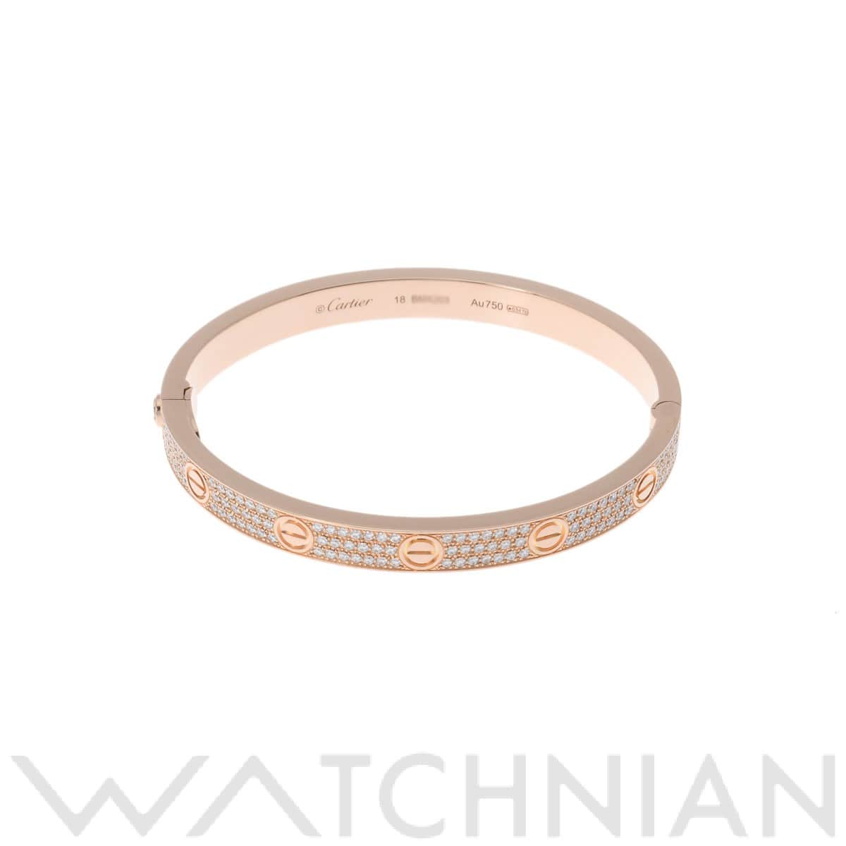 カルティエ ラブブレスレット パヴェダイヤ ゴールド K18ピンクゴールド PG レディース ジュエリー 【中古】【jewelry】