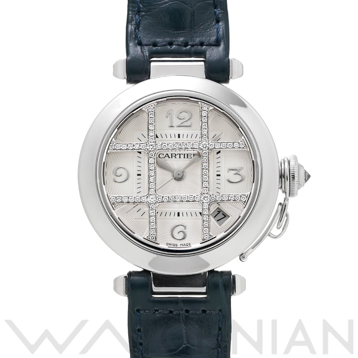 カルティエ パシャ 35 ダイヤグリッド WJ111856 シルバー/ダイヤモンド ユニセックス 時計 【中古】【wristwatch】