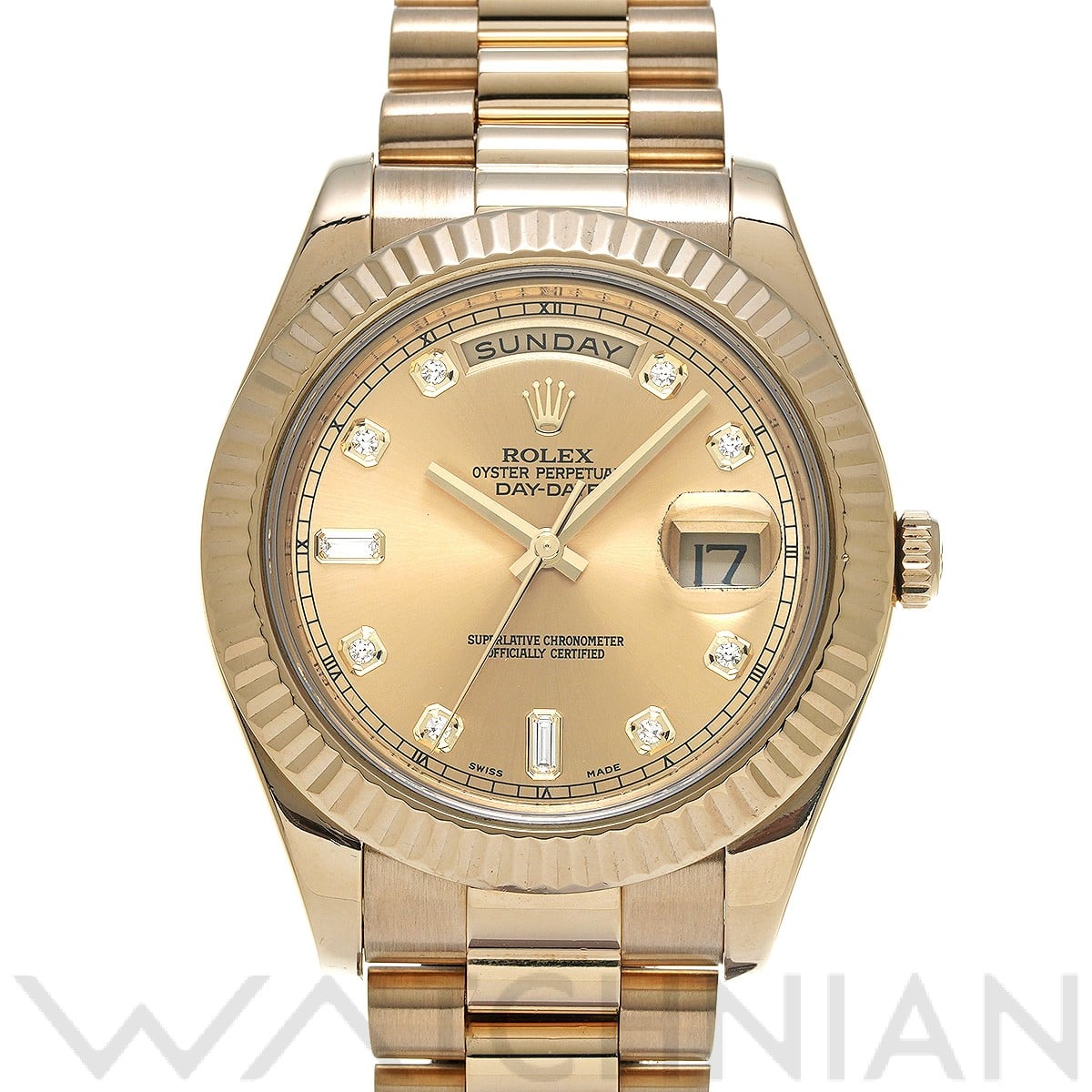 ロレックス デイデイト II 218238A シャンパン/ダイヤモンド メンズ 時計 【中古】【wristwatch】