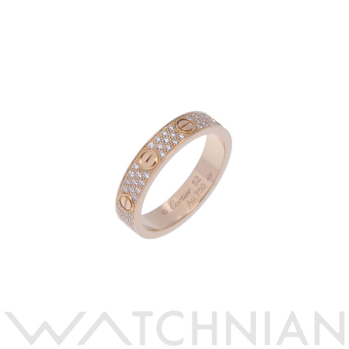 カルティエ ミニラブリング #52 パヴェ ゴールド K18イエローゴールド YG レディース ジュエリー 【中古】【jewelry】