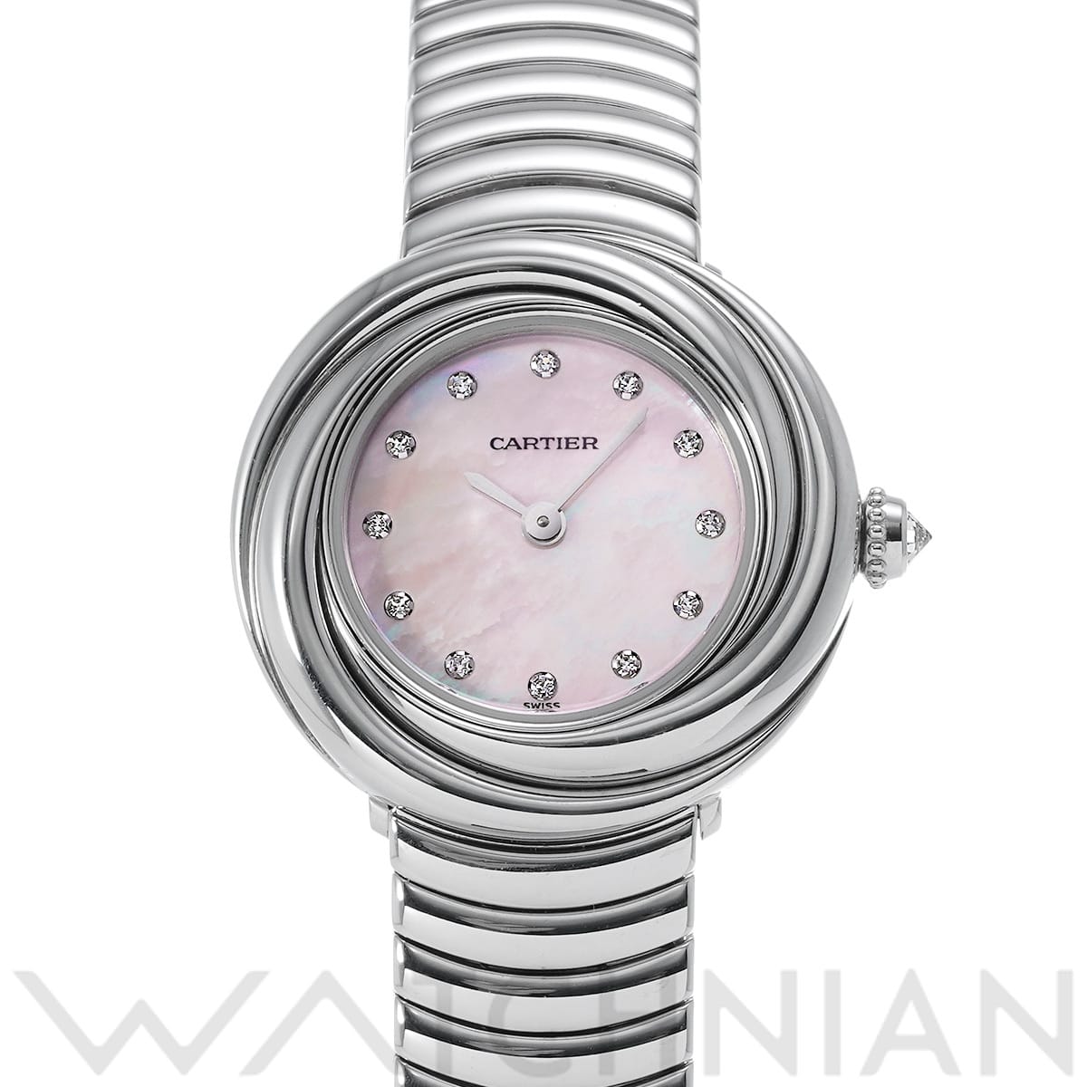 カルティエ マスト トリニティ WG2008U1 ピンクシェル/ダイヤモンド レディース 時計 【中古】【wristwatch】