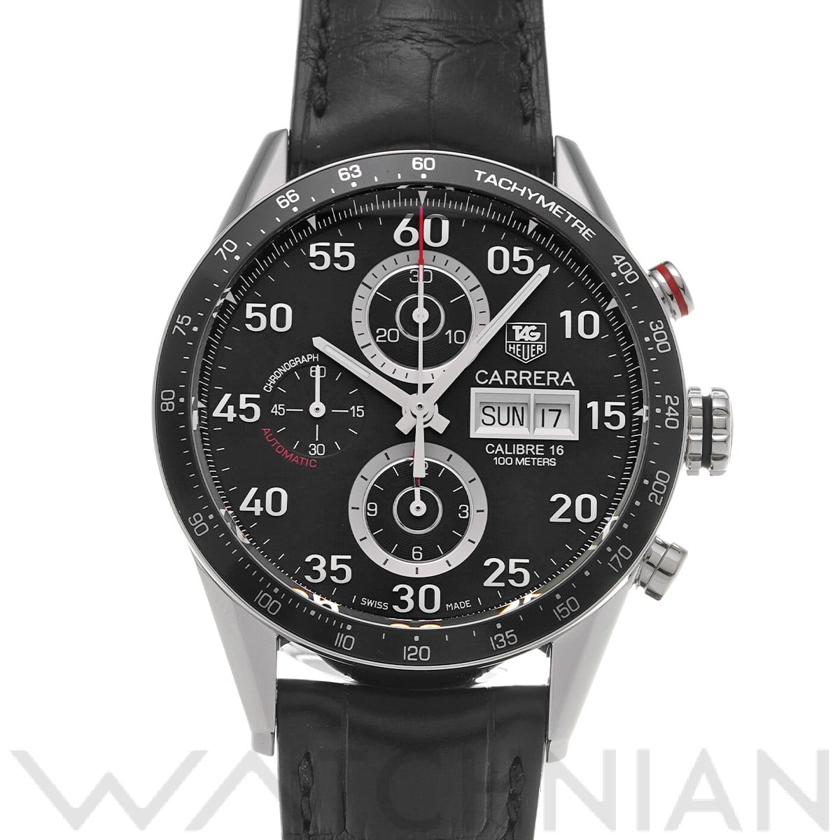 タグ ホイヤー カレラ キャリバー16 クロノグラフ デイデイト CV2A10.FC6235  ブラック メンズ 時計 【中古】【wristwatch】