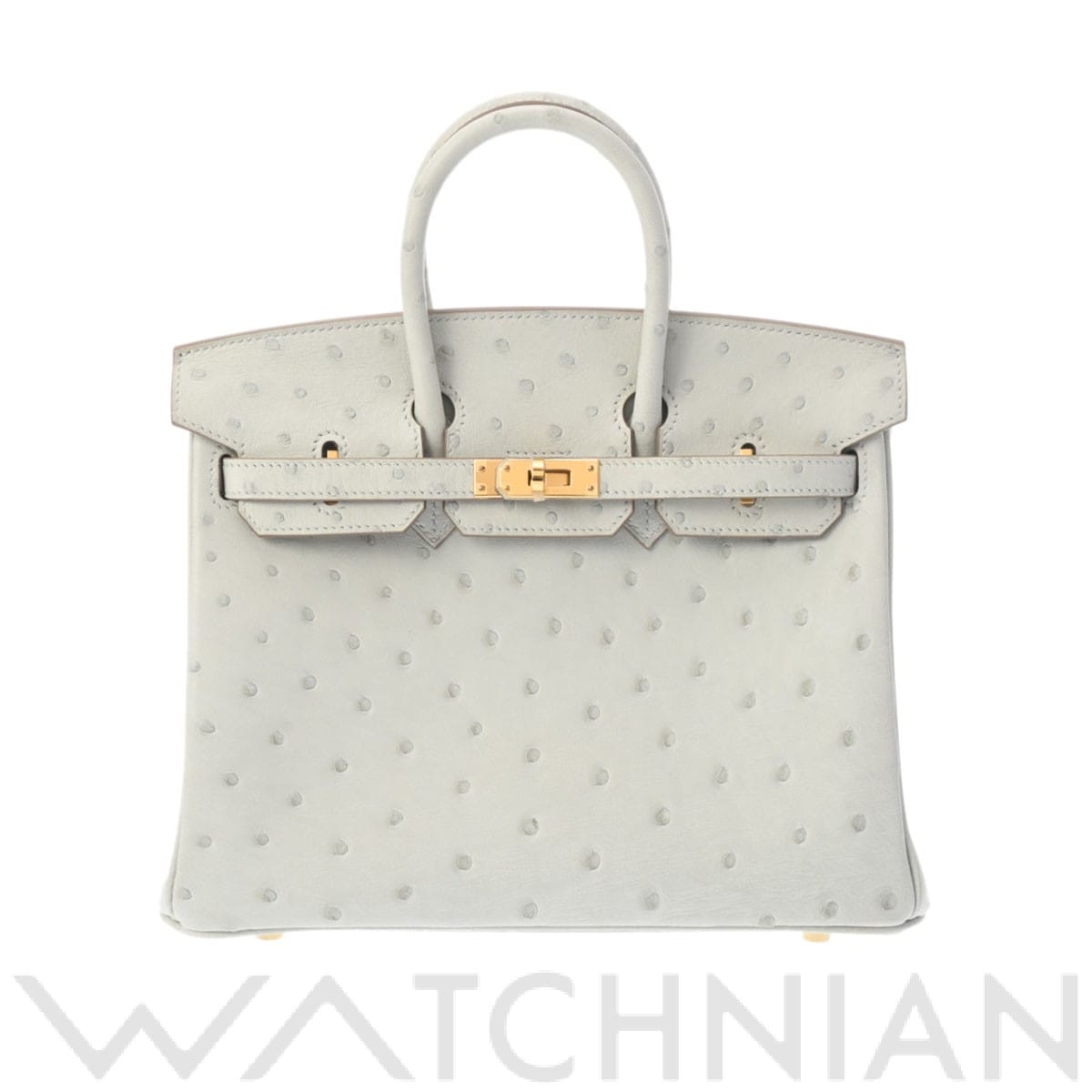 エルメス バーキン 25 パールグレー/ゴールド金具 オーストリッチ レディース バッグ 【新品】【bag】