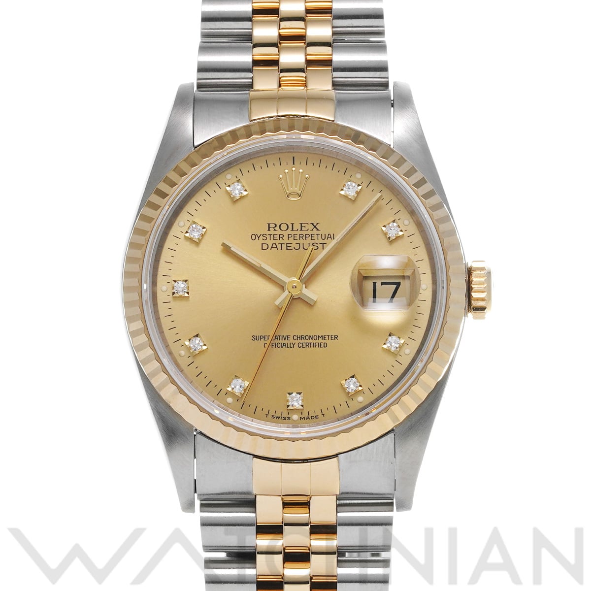 ロレックス デイトジャスト 16233G シャンパン/ダイヤモンド メンズ 時計 【中古】【wristwatch】
