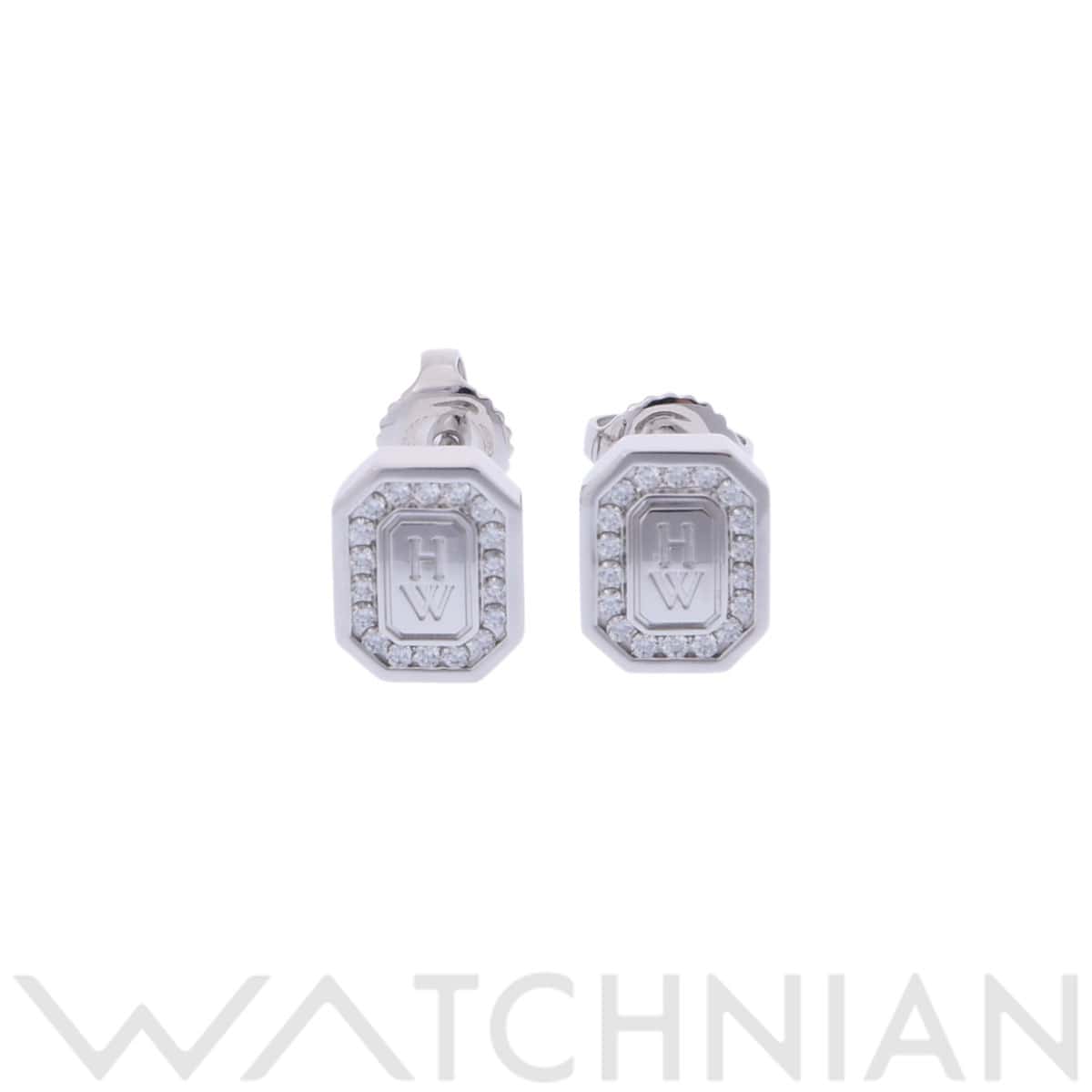 ハリー ウィンストン HWロゴピアス シルバー K18ホワイトゴールド WG レディース ジュエリー 【中古】【jewelry】