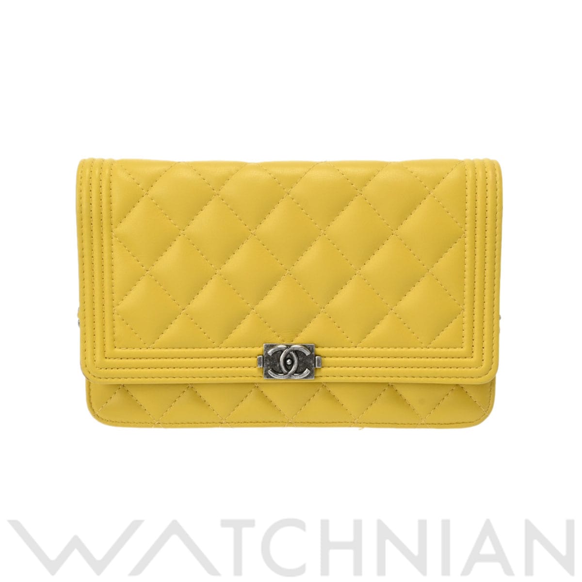 シャネル マトラッセ チェーンウォレット イエロー A33814 ラムスキン レディース バッグ 【中古】【bag】