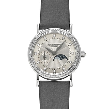 パテック フィリップ カラトラバ レディース ムーンフェイズ 4858G-001 シルバー/ダイヤモンド レディース 時計 【中古】【wristwatch】