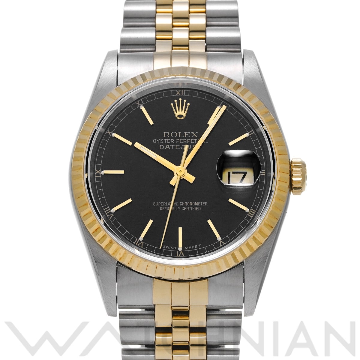 ロレックス デイトジャスト 16233 ブラック メンズ 時計 【中古】【wristwatch】