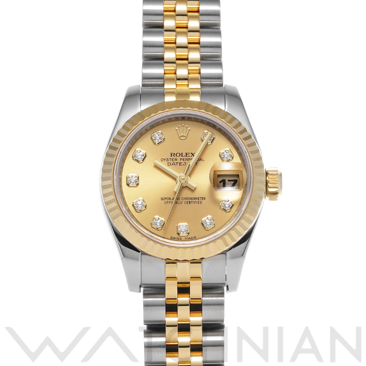 ロレックス レディ デイトジャスト 26 179173G シャンパン/ダイヤモンド レディース 時計 【中古】【wristwatch】