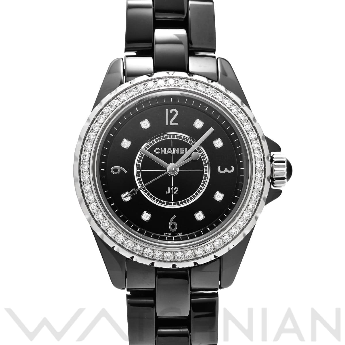 シャネル J12 33MM H3108 ブラック/ダイヤモンド レディース 時計 【中古】【wristwatch】