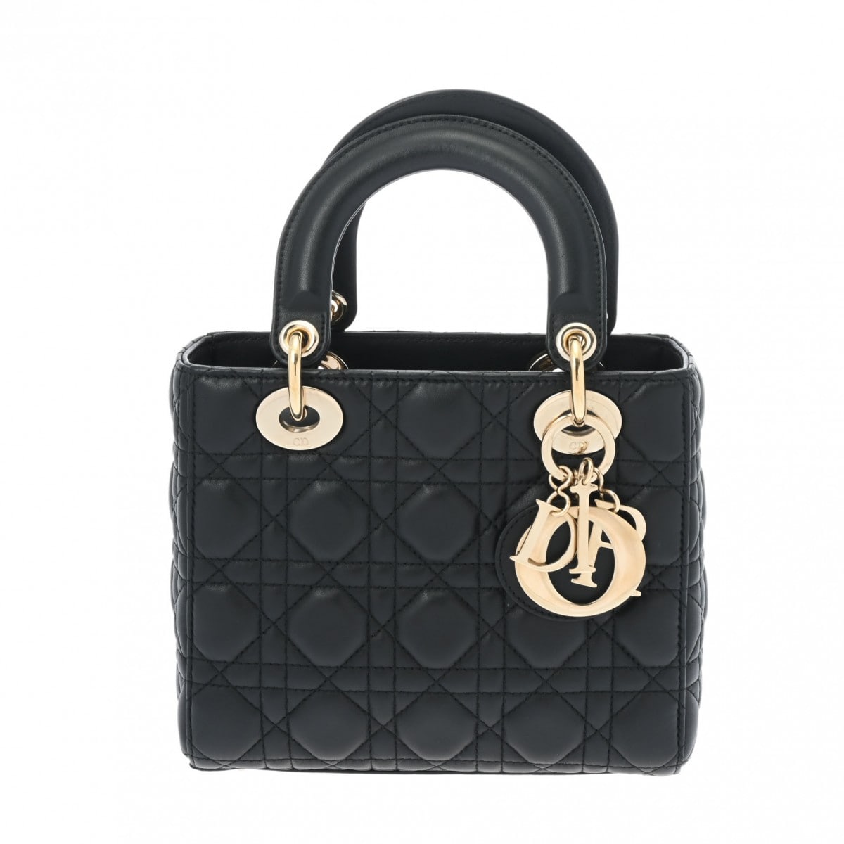 ディオール LADY DIOR ABCDIOR カナージュ スモールバッグ ブラック/ゴールド金具 M05380NGE.M900 ラムスキン レディース バッグ 【中古】【bag】