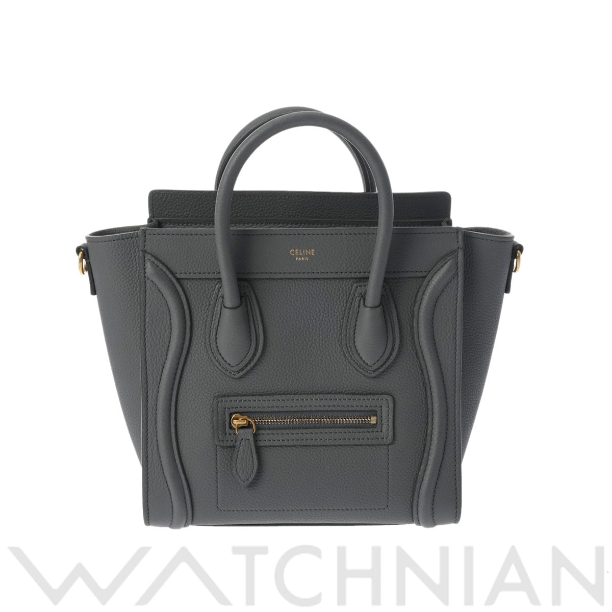 セリーヌ ラゲージ ナノ コール/ゴールド金具 189243DRM ドラムドカーフ レディース バッグ 【中古】【bag】