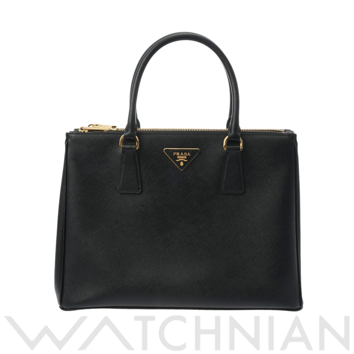プラダ ガレリア ラージバッグ 2WAY ブラック/ゴールド金具 1BA274 サフィアーノレザー レディース バッグ 【中古】【bag】