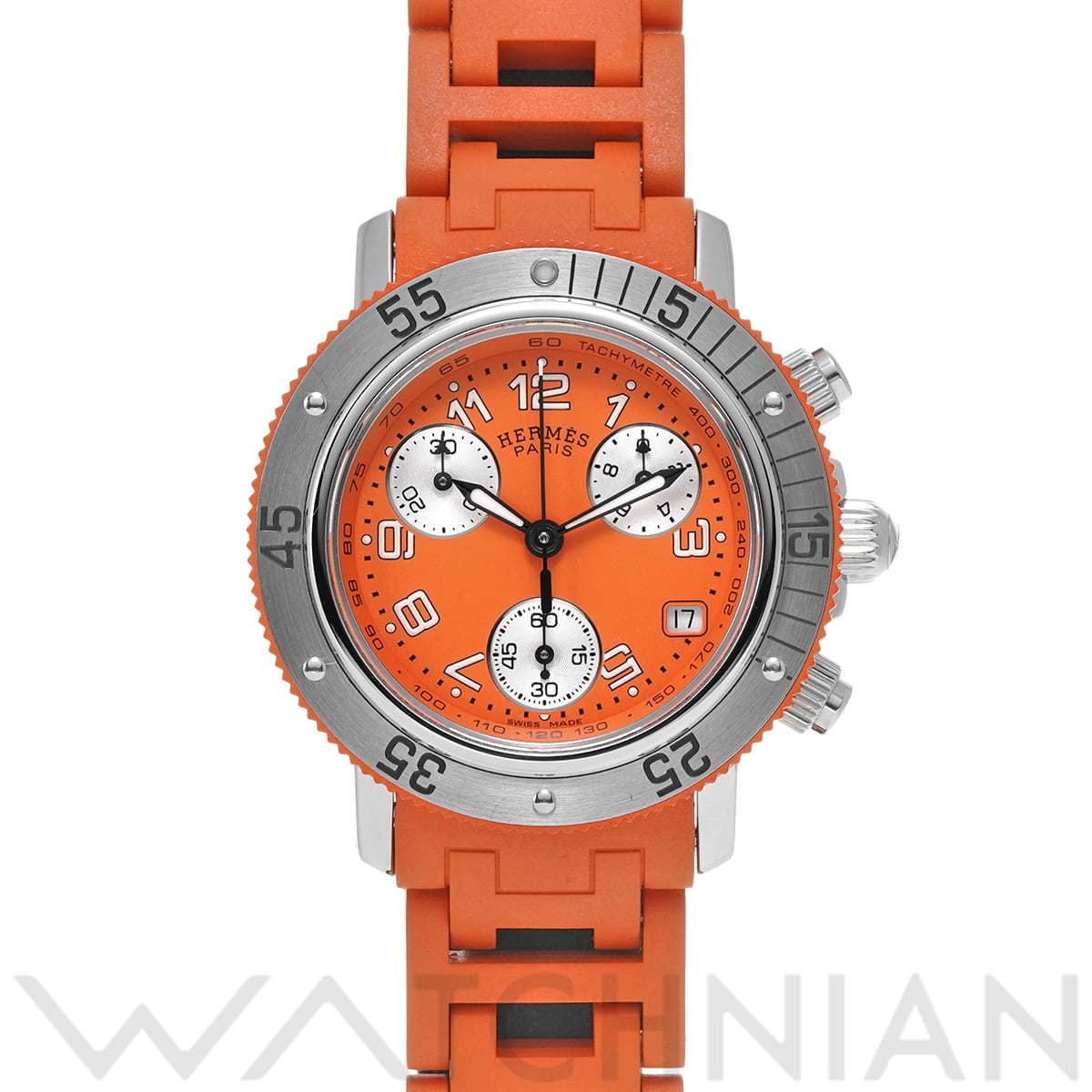 エルメス クリッパー ダイバー クロノグラフ CL2.316 オレンジ/シルバー レディース 時計 【中古】【wristwatch】