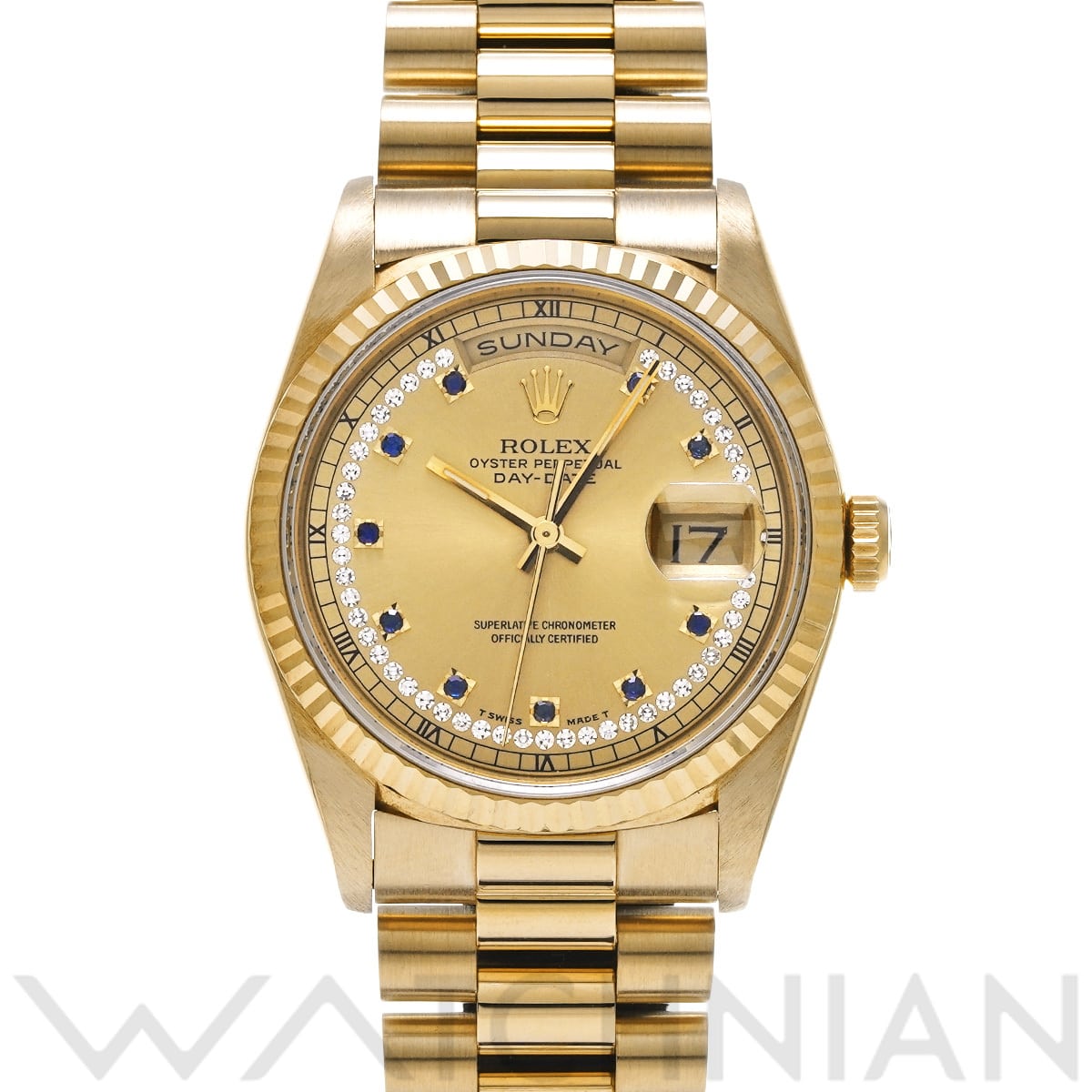 ロレックス デイデイト 18238LS シャンパン/ダイヤモンド/サファイア メンズ 時計 【中古】【wristwatch】
