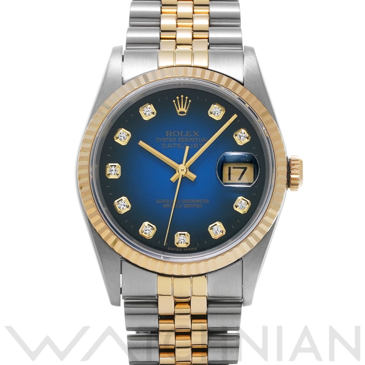 ロレックス デイトジャスト 16233G ブルー・グラデーション/ダイヤモンド メンズ 時計 【中古】【wristwatch】