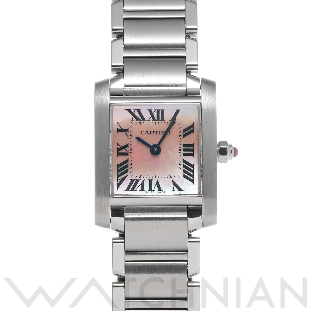 カルティエ タンク フランセーズ SM W51028Q3 ピンクシェル レディース 時計 【中古】【wristwatch】