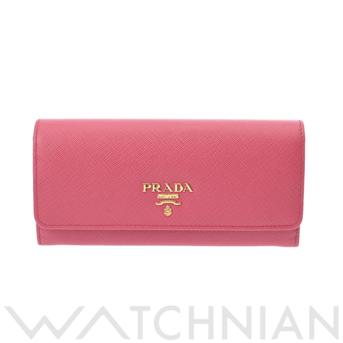 プラダ 長財布 ペオニア/ゴールド金具 1MH132 サフィアーノレザー レディース 財布 【中古】【purse】