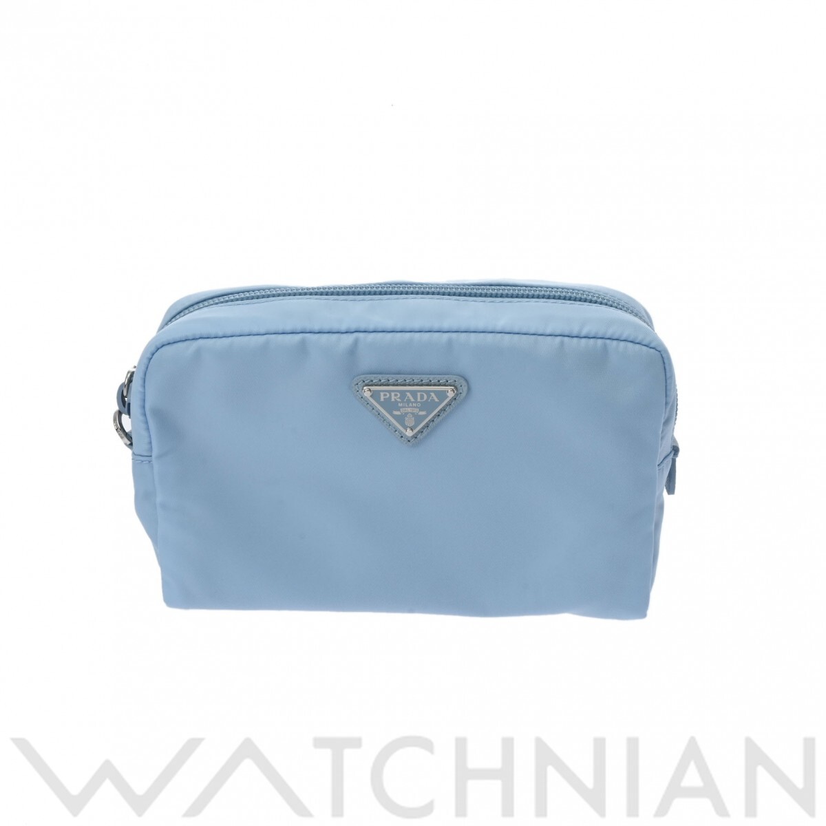 プラダ Re-Nylon ポーチ セレステ/シルバー金具 1NS021 ナイロン ユニセックス 【中古】【bag】