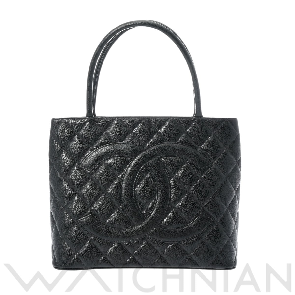 シャネル 復刻トート ブラック/シルバー金具 A01804 キャビアスキン レディース バッグ 【中古】【bag】