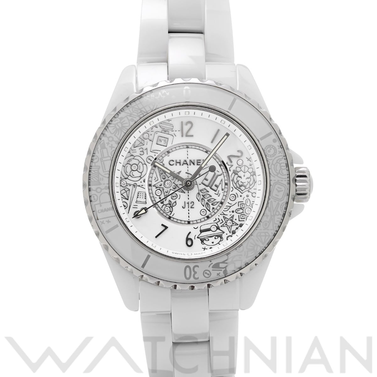 シャネル J12-20 33MM H6477 ホワイト/ダイヤモンド レディース 時計 【中古】【wristwatch】