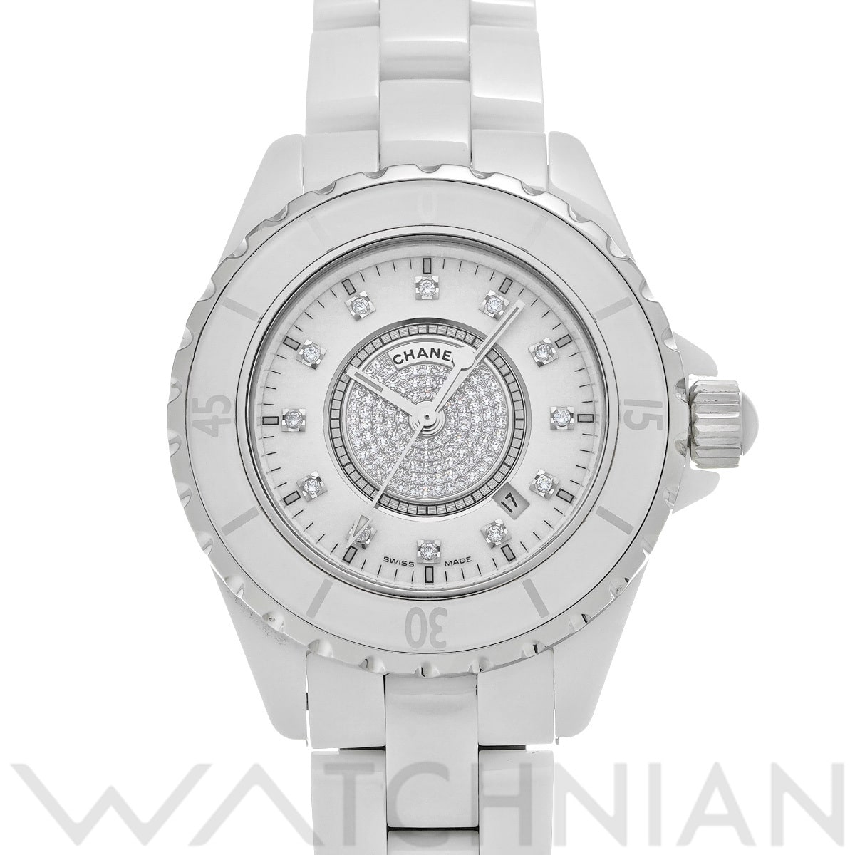 シャネル J12 33MM H2123 ホワイト/ダイヤモンド ユニセックス 時計 【中古】【wristwatch】