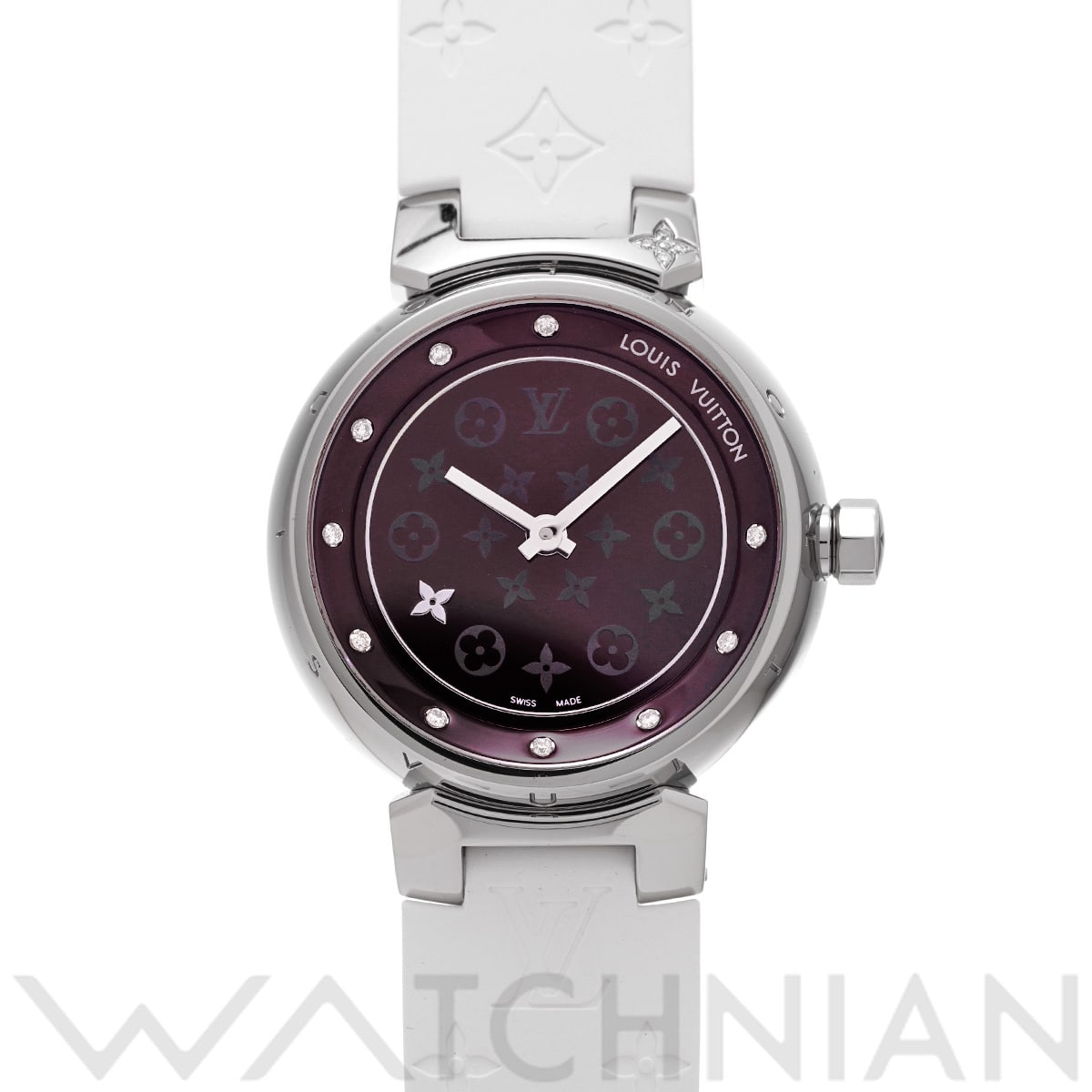 ルイ ヴィトン タンブール ディスクディアモン PM Q12M30 アマラント/ダイヤモンド レディース 時計 【中古】【wristwatch】