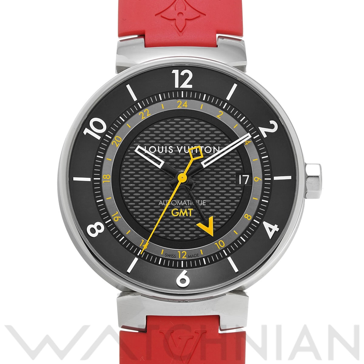 ルイ ヴィトン タンブール ムーン GMT Q8D30Z ブラック メンズ 時計 【中古】【wristwatch】