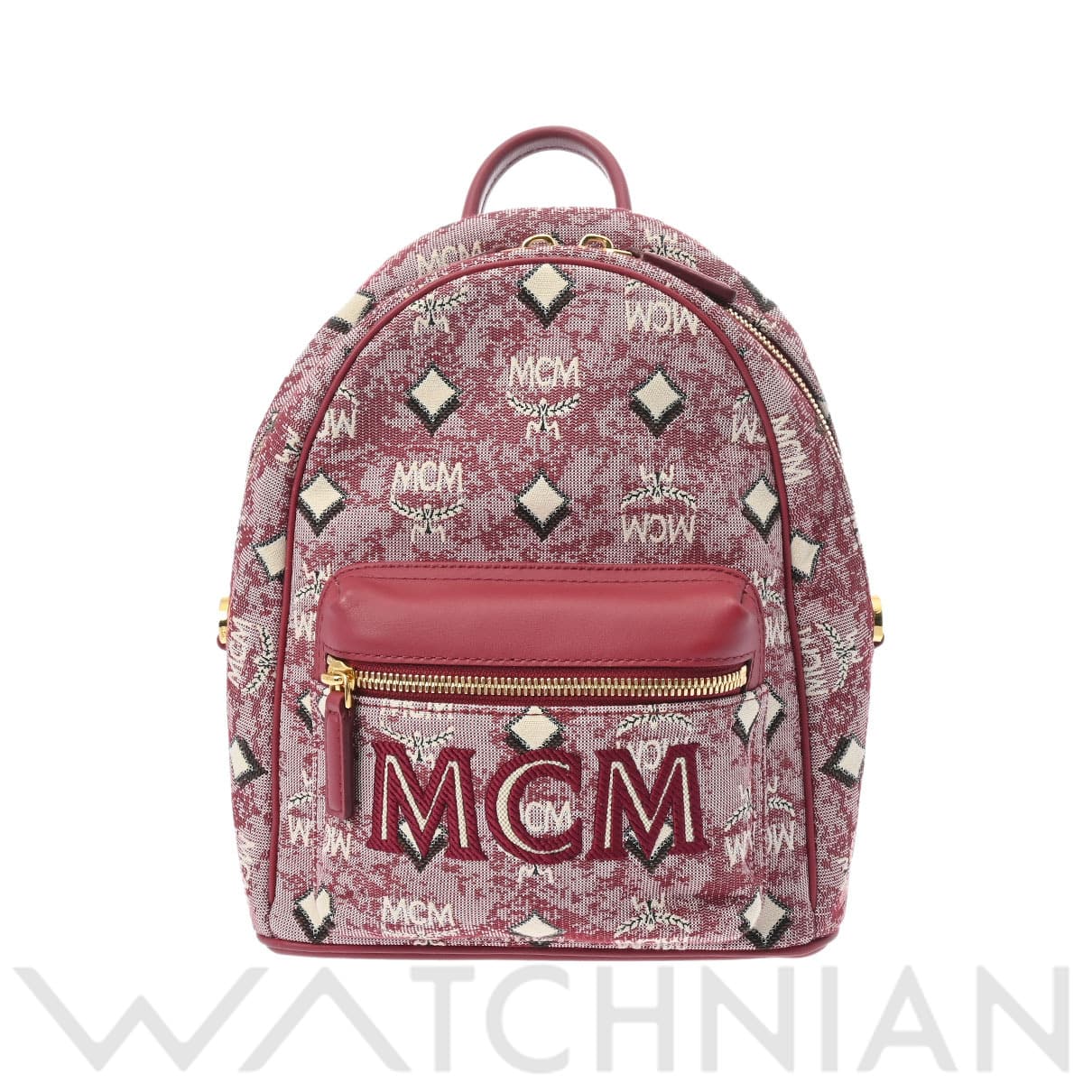 エム シー エム バックパック ボルドー/ゴールド金具 キャンバス/レザー レディース バッグ 【中古】【bag】