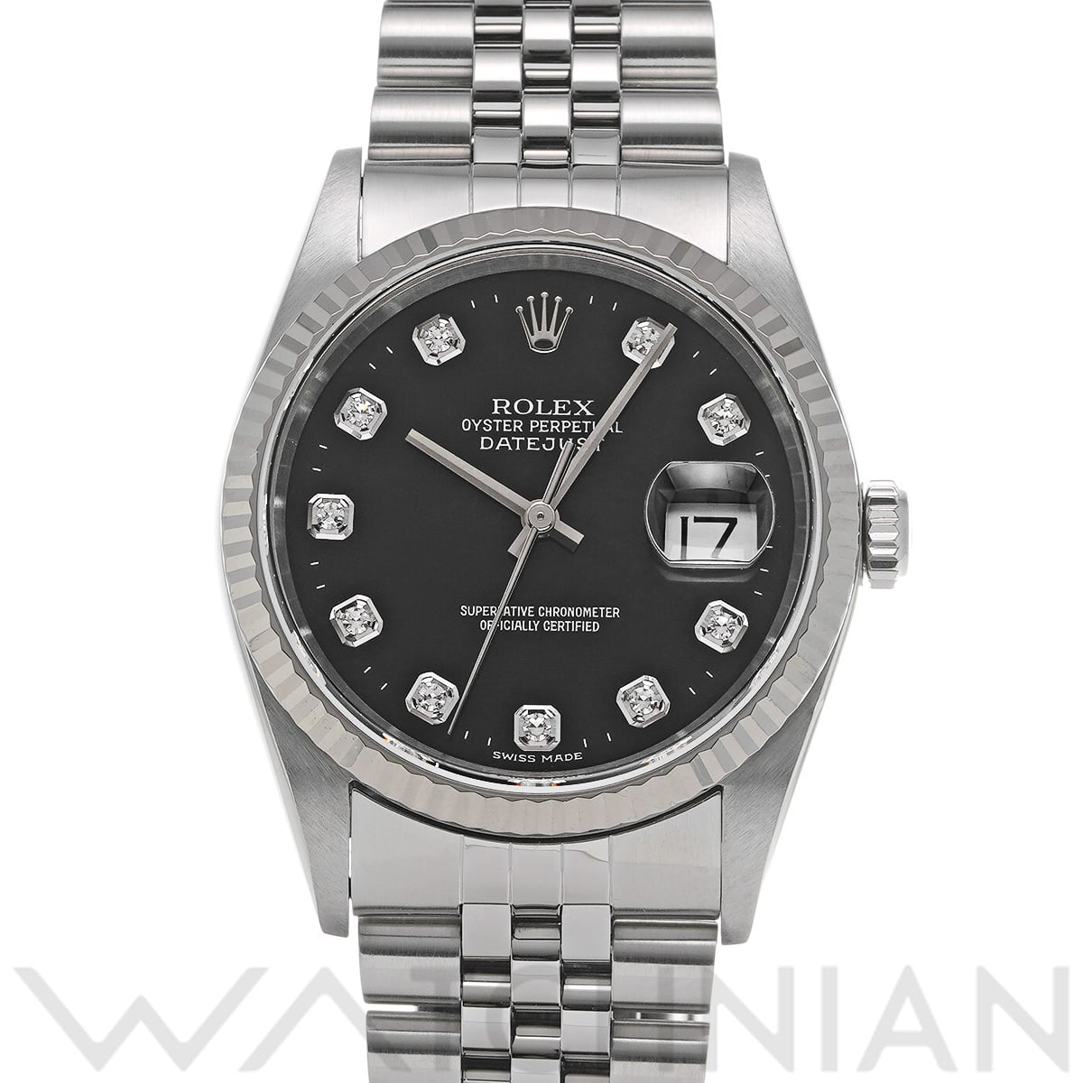 ロレックス デイトジャスト 16234G ブラック/ダイヤモンド メンズ 時計 【中古】【wristwatch】