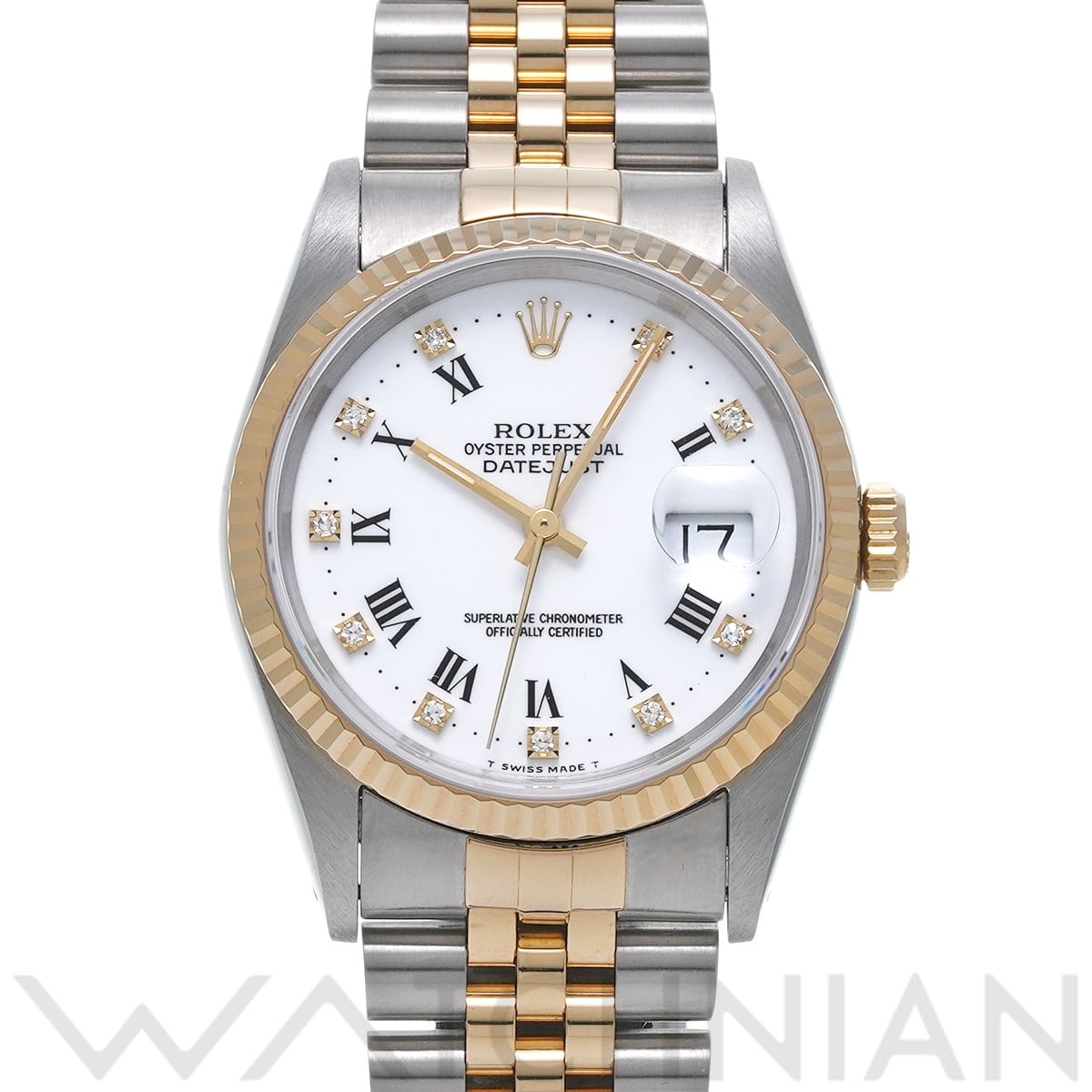 ロレックス デイトジャスト 16233G ホワイト/ダイヤモンド メンズ 時計 【中古】【wristwatch】