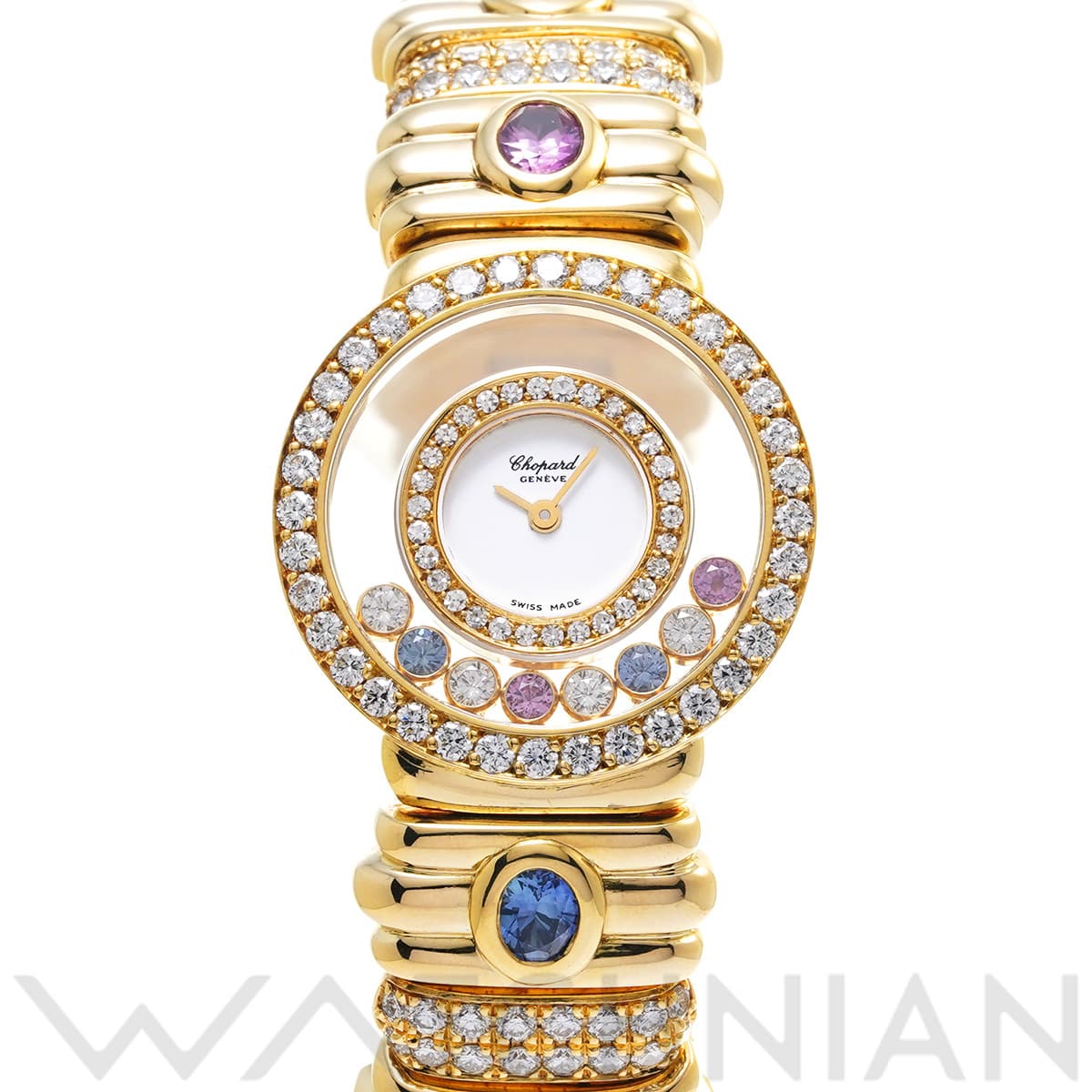 ショパール ハッピーダイヤモンド 20/5564-24 ホワイト レディース 時計 【中古】【wristwatch】