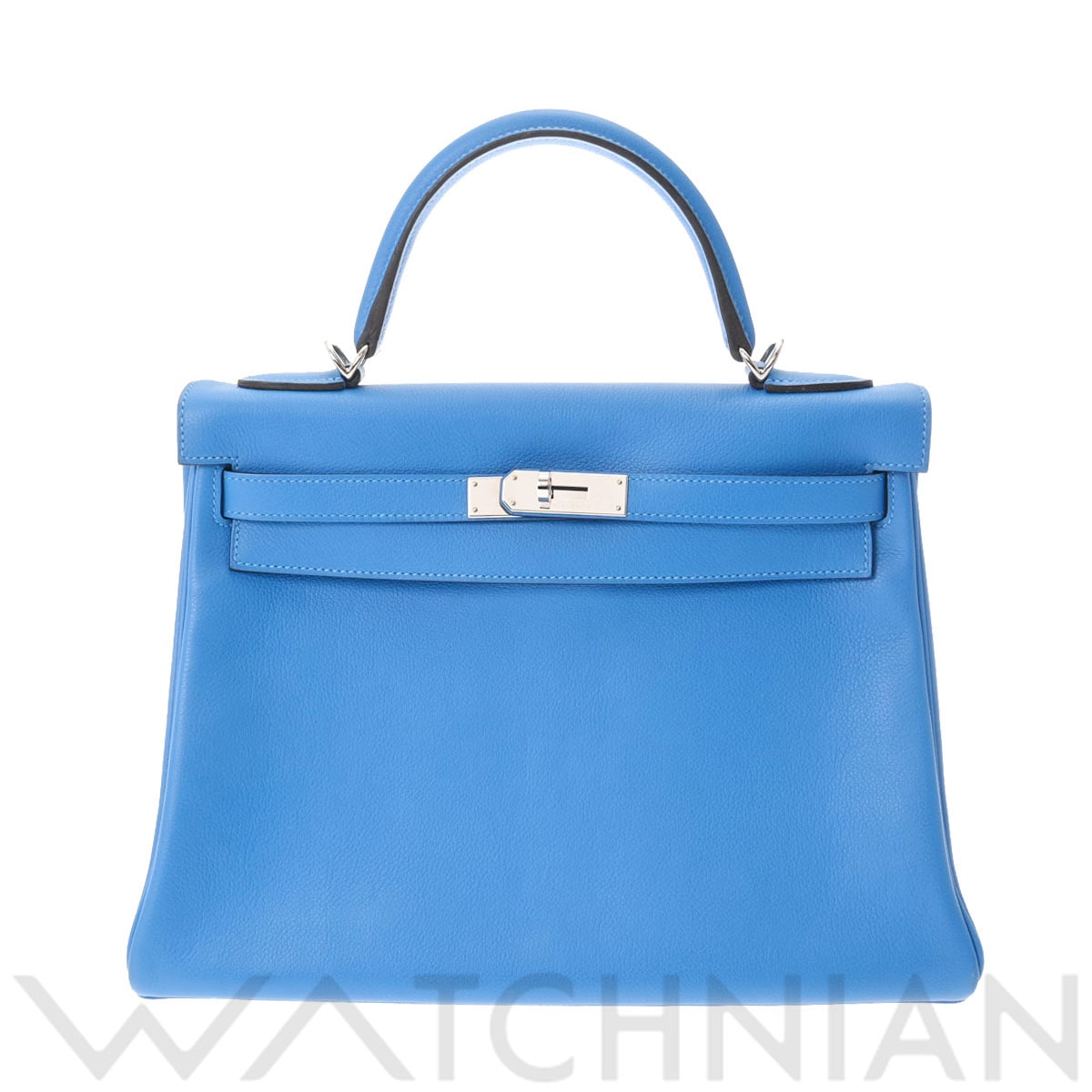 エルメス ケリー 32 内縫い ブルーイドラ/パラジウム金具 エバーカラー レディース バッグ 【中古】【bag】