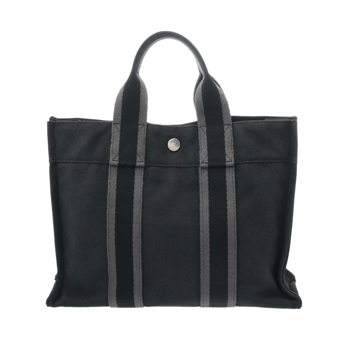 エルメス フールトゥ PM ブラック/グレー/パラジウム金具 キャンバス/レザー レディース バッグ 【中古】【bag】