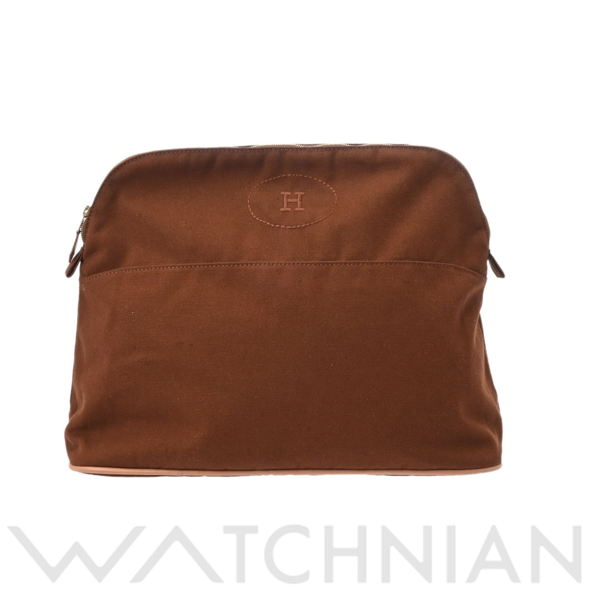 エルメス ボリード ポーチ GM ブラウン/ゴールド金具 キャンバス レディース 【中古】【bag】