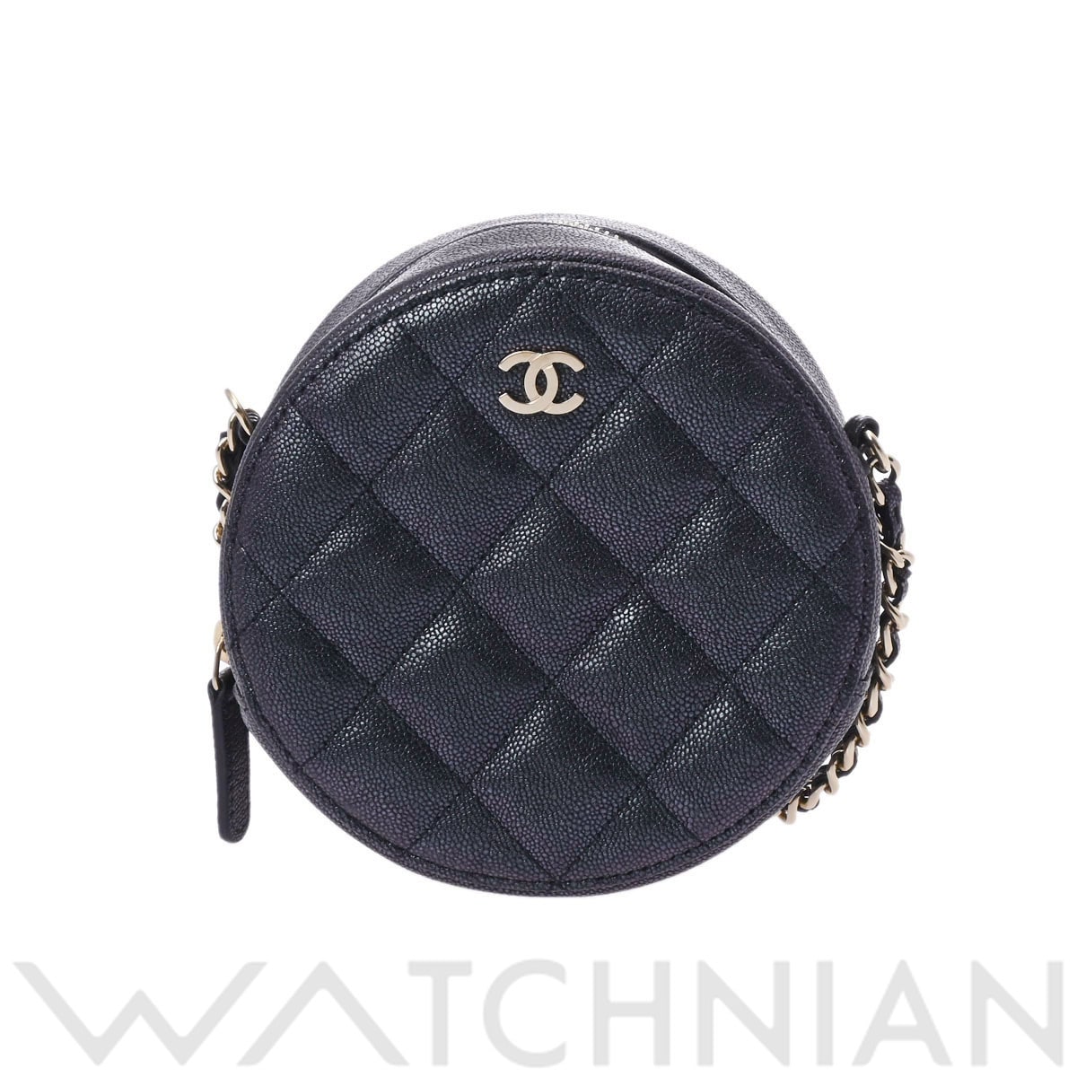 シャネル ラウンド チェーンクラッチ メタリックパープル A70657 ラムスキン レディース バッグ 【中古】【bag】