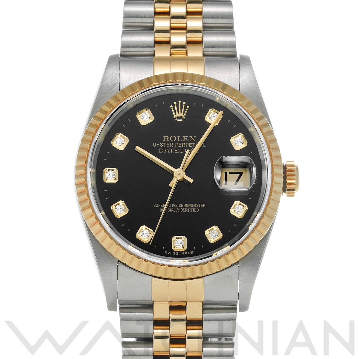 ロレックス デイトジャスト 16233G ブラック/ダイヤモンド メンズ 時計 【中古】【wristwatch】