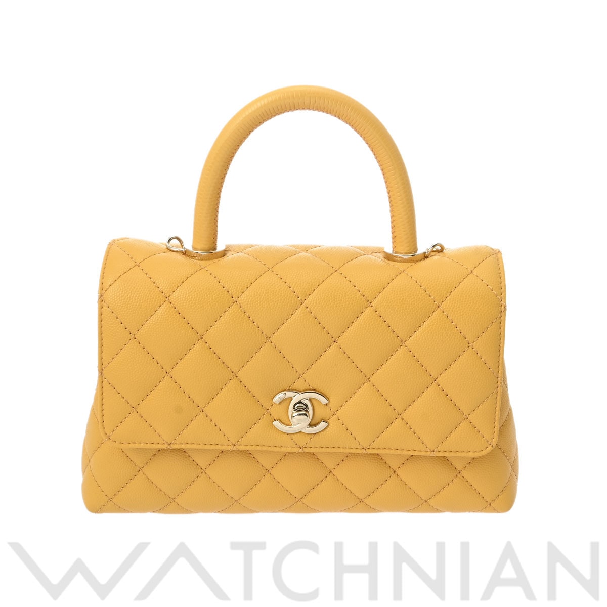 シャネル マトラッセ ココハンドル XS 2WAY イエロー A92990 グレインドカーフスキン レディース バッグ 【中古】【bag】