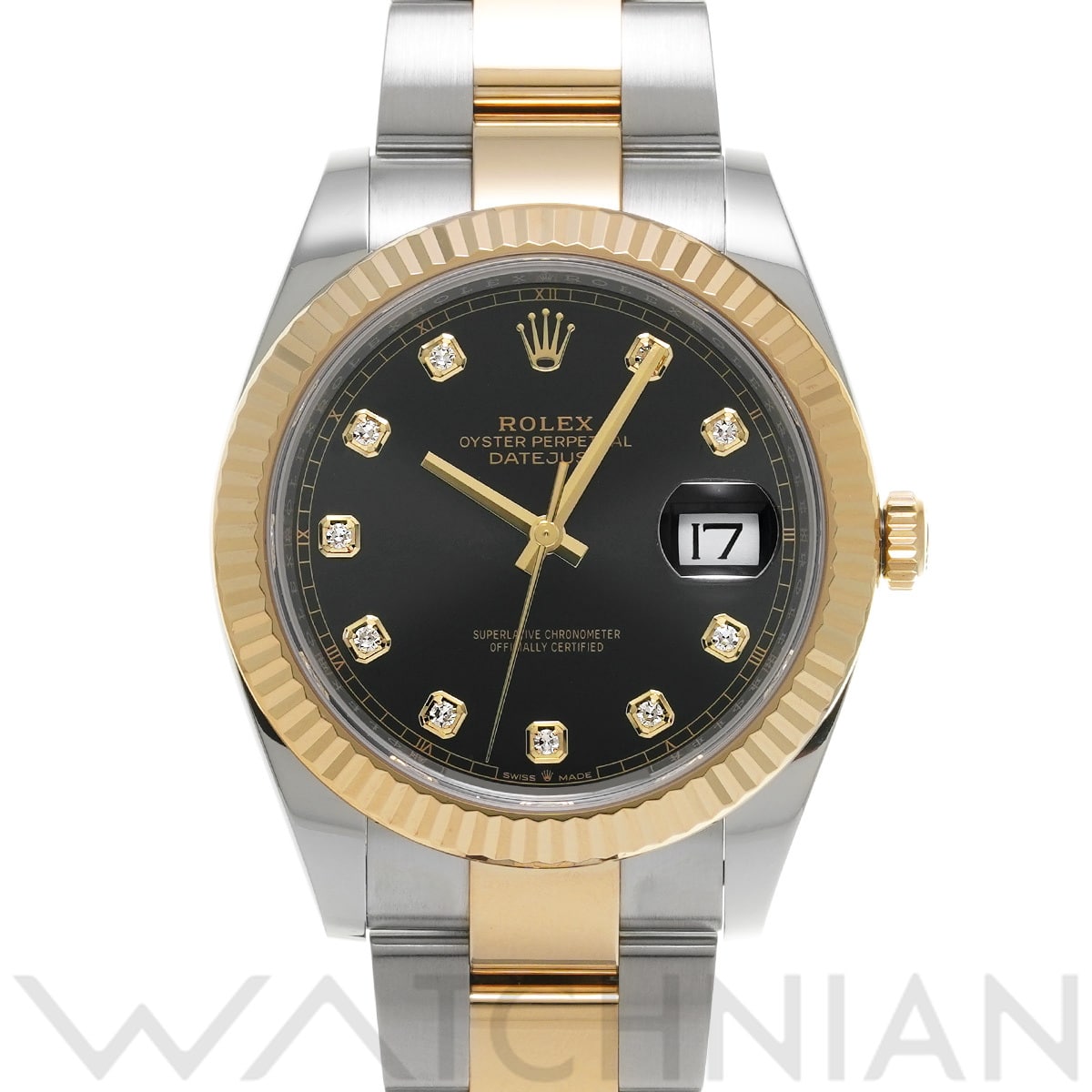 ロレックス デイトジャスト 41 126333G ブライトブラック/ダイヤモンド メンズ 時計 【中古】【wristwatch】