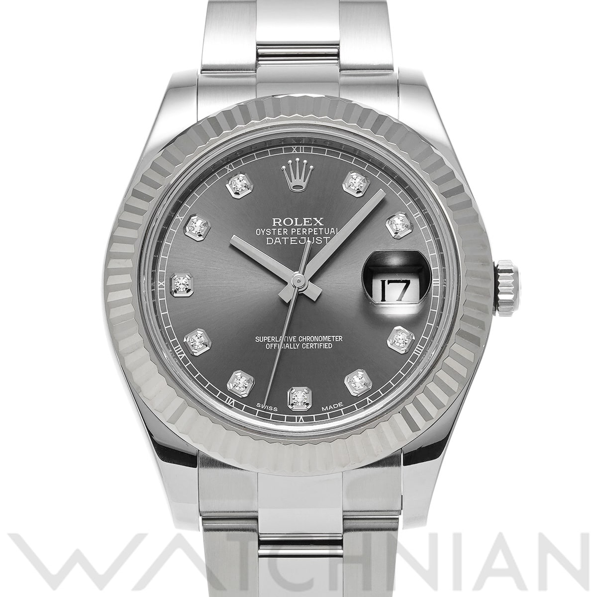 ロレックス デイトジャスト II 116334G グレー/ダイヤモンド メンズ 時計 【中古】【wristwatch】