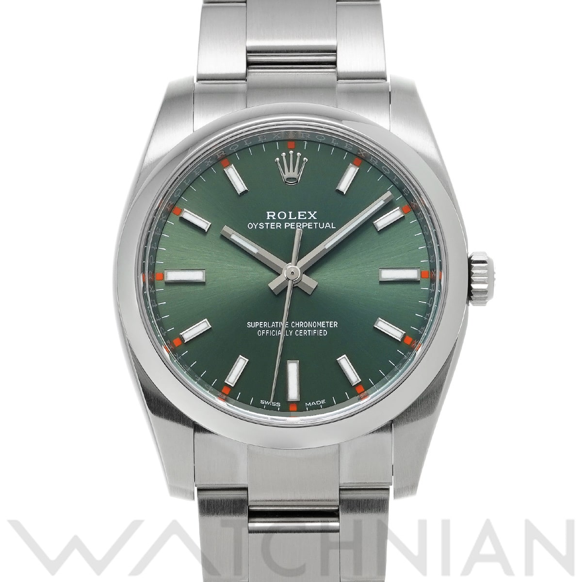 ロレックス オイスターパーペチュアル 34 114200 オリーブグリーン メンズ 時計 【中古】【wristwatch】