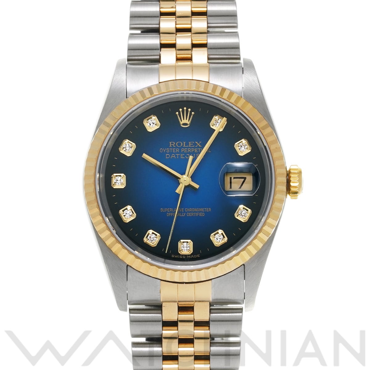 ロレックス デイトジャスト 16233G ブルー・グラデーション/ダイヤモンド メンズ 時計 【中古】【wristwatch】