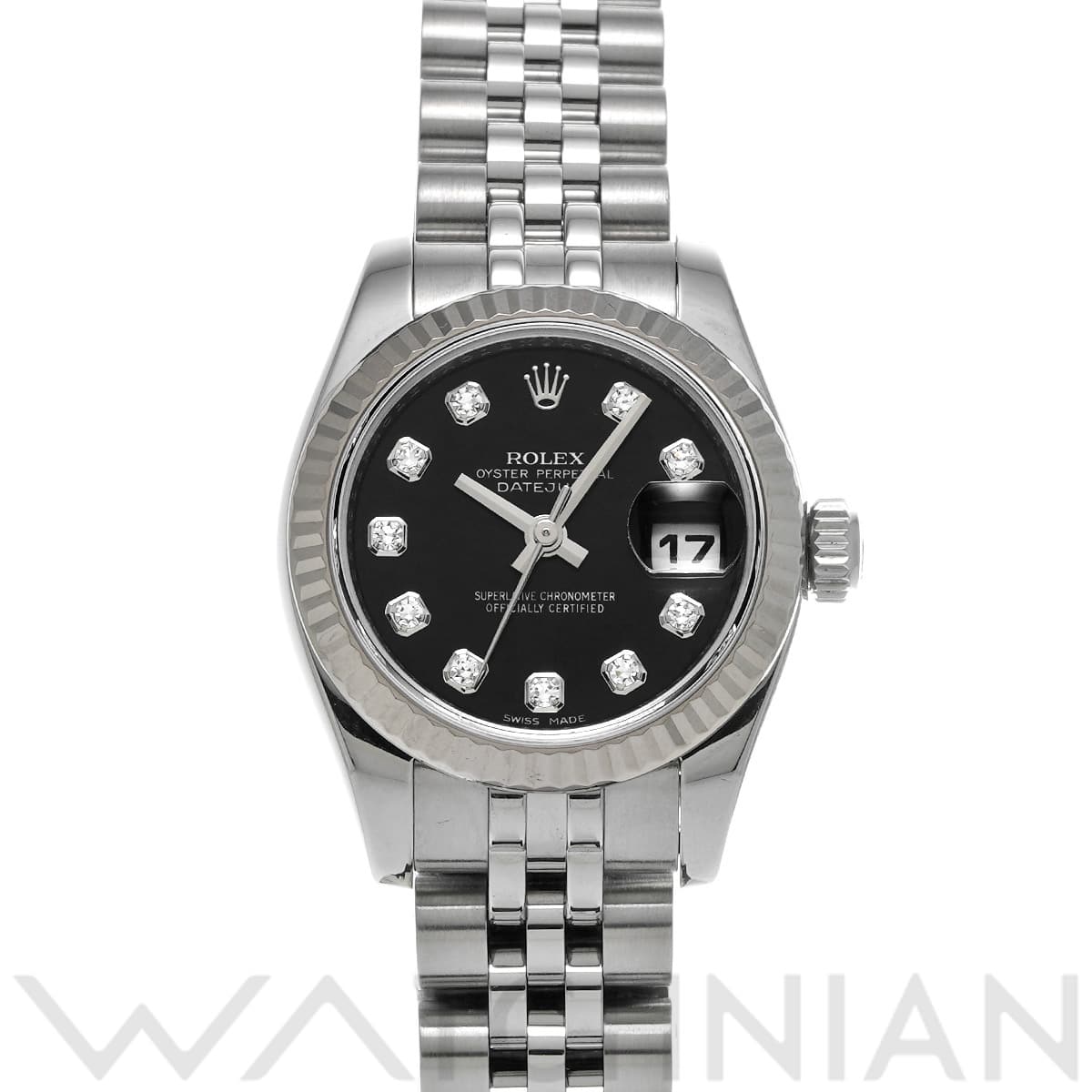 ロレックス レディ デイトジャスト 26 179174G ブラック/ダイヤモンド レディース 時計 【中古】【wristwatch】