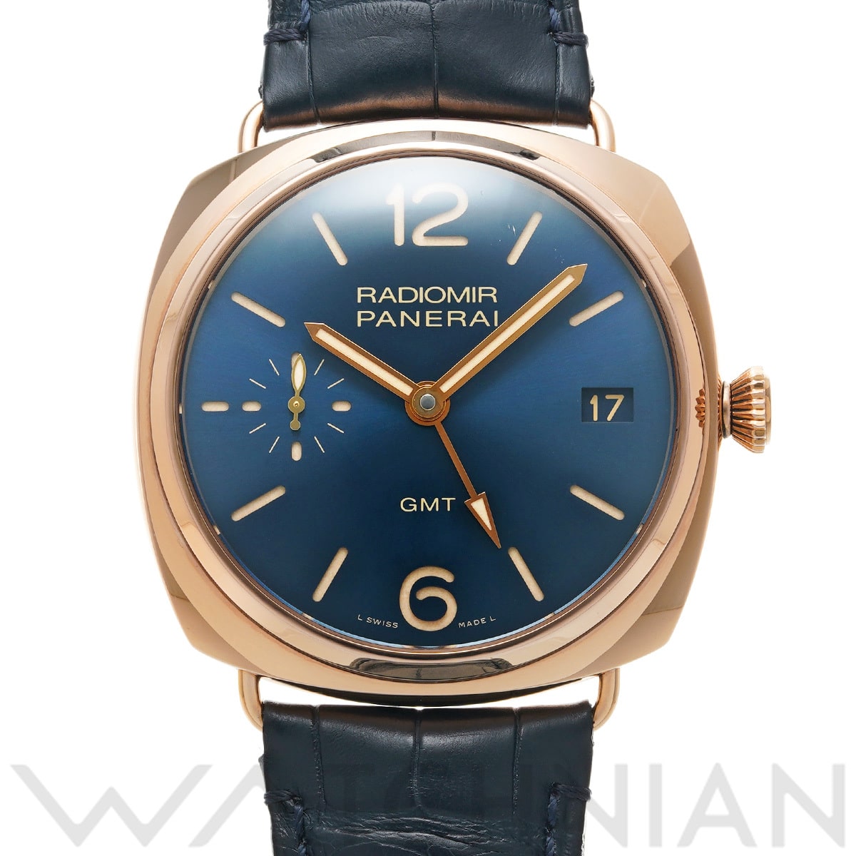 パネライ ラジオミール 3 デイズ GMT オロロッソ PAM00598 ブルー メンズ 時計 【中古】【wristwatch】